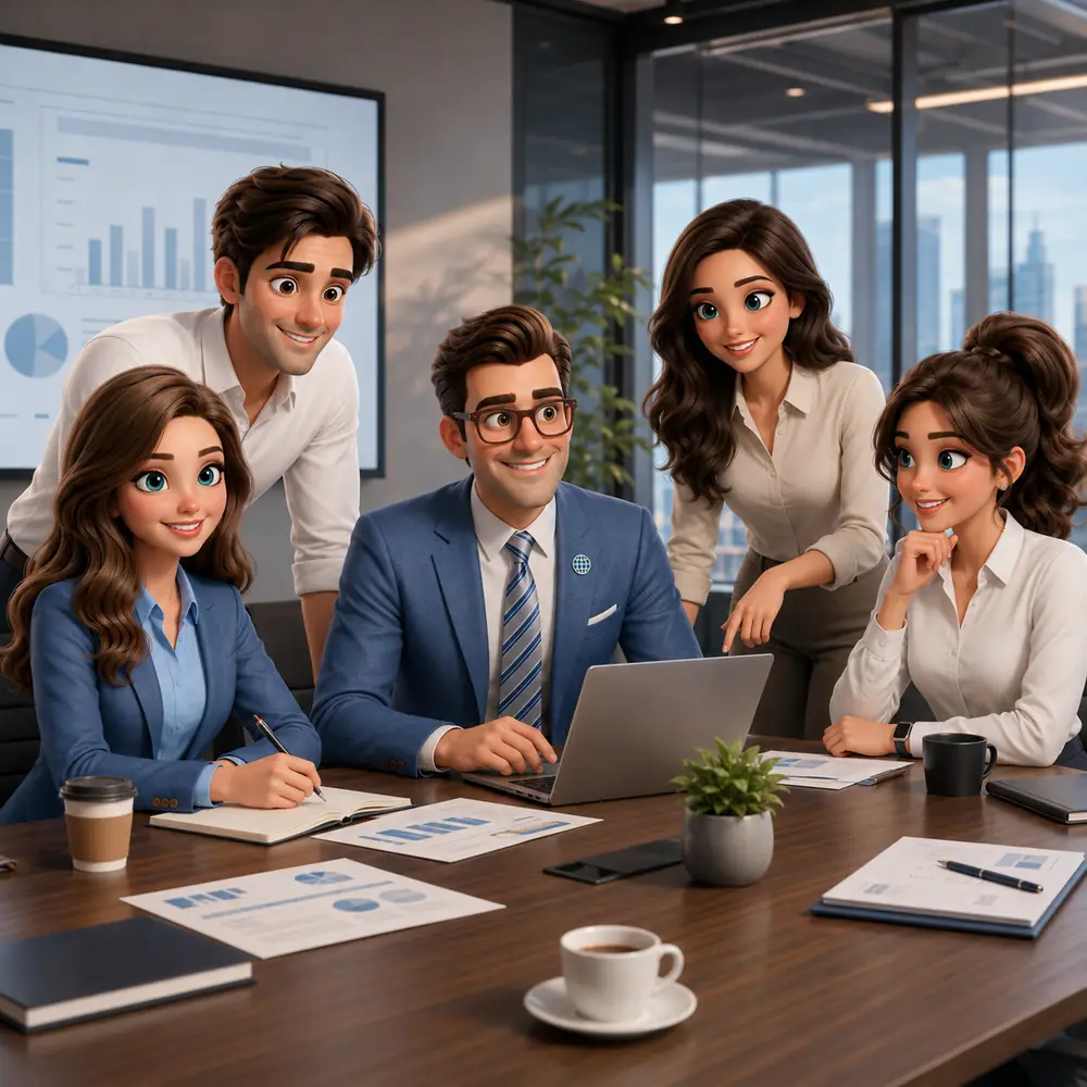 Business professionals reviewing workforce data