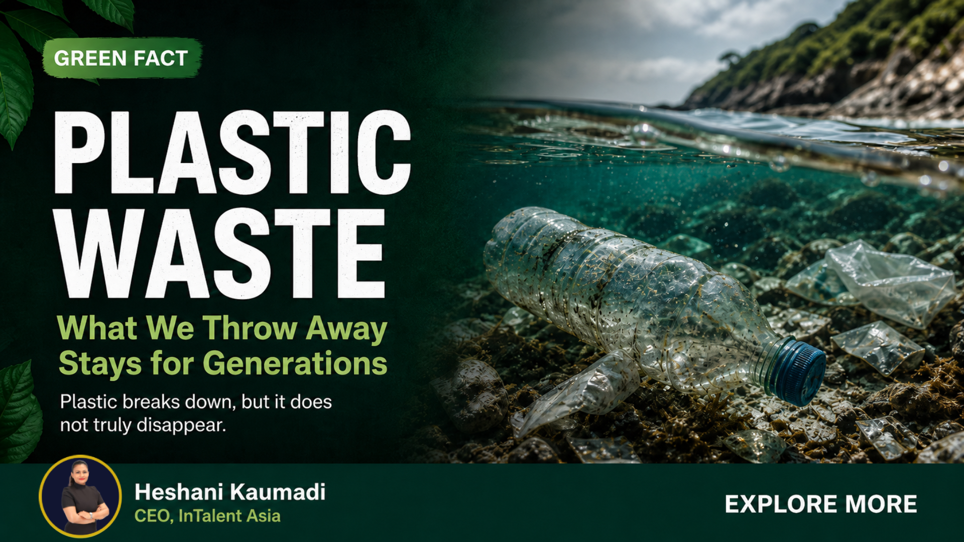 Plastic bottle pollution in coastal water showing the long-term impact of plastic waste on the environment